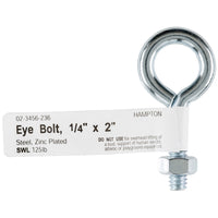 Hampton 1/4 in. x 2 in. L Zinc-Plated Steel Eyebolt Nut Included (Pack of 10)