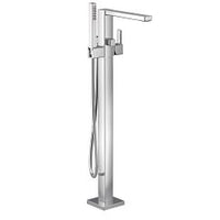 Chrome one-handle tub filler includes hand shower