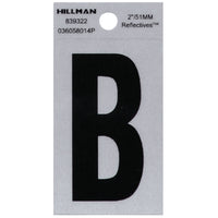 Hillman 2 in. Reflective Black Mylar Self-Adhesive Letter B 1 pc (Pack of 6)