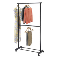 Whitmor 6898-10159 18.5 X 37.25 X 70.25 Black Adjustable 2-Rod Garment Rack