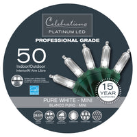 Celebrations Platinum LED T5 Pure White 50 ct String Christmas Lights 24.5 ft.