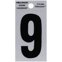 Hillman 2 in. Reflective Black Mylar Self-Adhesive Number 9 1 pc (Pack of 6)