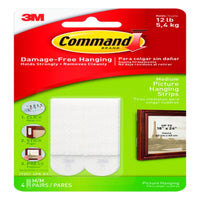 Command Strips 17201-4Pk Medium White Picture Hanging Strips 4 Count  (Pack Of 6)