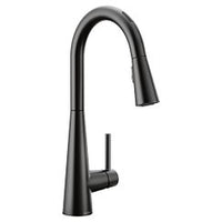 Matte black one-handle high arc pulldown kitchen faucet