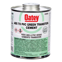 Oatey Green Medium-Bodied Formula Transition Cement for ABS/PVC 32 oz.