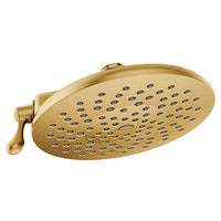 Brushed gold two-function 8" diameter spray head eco-performance rainshower