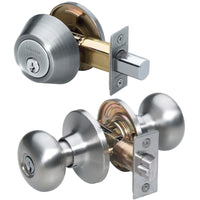 Master Lock Satin Nickel Deadbolt and Entry Door Knob 1-3/4 in.