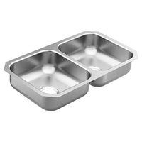 31.75 x 18.25 stainless steel 20 gauge double bowl sink