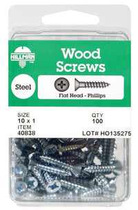 Hillman No. 8 x 1 in. L Phillips Zinc-Plated Wood Screws 100 pk (Pack of 5)