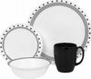 Corelle White Stoneware City Block Dinnerware Set 16 pc