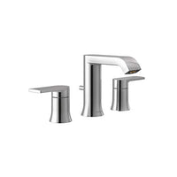 Chrome two-handle low arc bathroom faucet