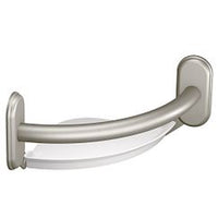 BRUSHED NICKEL 9" GRAB BAR WITH CORNER SHELF