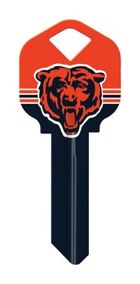 Hillman Chicago Bears Brass Single Sided House/Office Universal Painted Key Blank (Pack of 6)