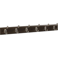 B8170 27â€ x 2-3/4" x 3/5" Hookrail with 6 Coat Hooks - Satin Nickel with Dark Brown Rail