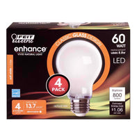 Feit Enhance A19 E26 (Medium) LED Bulb Soft White 60 Watt Equivalence 4 pk (Pack of 12)