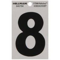 Hillman 3 in. Reflective Black Mylar Self-Adhesive Number 8 1 pc (Pack of 6)