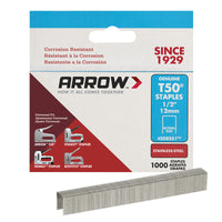 Arrow Fastener 1/2 in. L x 3/8 in. W Stainless Steel Flat Crown Heavy Duty Staples 18 Ga. (Pack of 5)