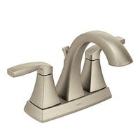 Brushed nickel two-handle high arc bathroom faucet