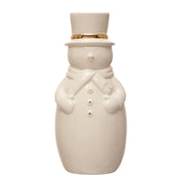 Creative Co-Op White Snowman Vase with Gold Electroplating Indoor Christmas Decor 8 in. (Pack of 2)