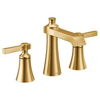 Brushed gold two-handle high arc bathroom faucet