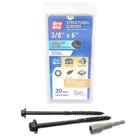 Grip-Rite 3/8 in. wire X 6 in. L Star Hex Washer Head Structural Screws 20 pk