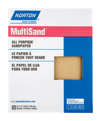 Norton MultiSand 11 in. L x 9 in. W 220 Grit Very Fine Aluminum Oxide All Purpose Sandpaper 25 pk