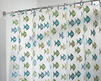 iDesign 72 in. H X 72 in. W Blue/Green Fish Shower Curtain Vinyl