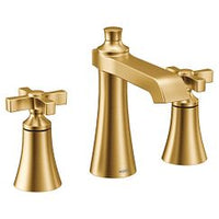 Brushed gold two-handle high arc bathroom faucet