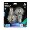 Feit Enhance A19 E26 (Medium) Filament LED Bulb Daylight 40 Watt Equivalence 2 pk