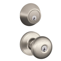 Schlage Stratus Satin Nickel Knob and Single Cylinder Deadbolt 1-3/4 in.