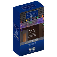 Celebrations Blue LED C9 Multicolored 70 ct Icicle Christmas Lights 9 ft.