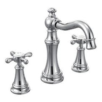 Chrome two-handle high arc bathroom faucet