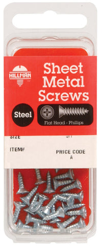 Hillman No. 10 x 3/4 in. L Phillips Flat Head Zinc-Plated Steel Sheet Metal Screws 12 pk (Pack of 10)