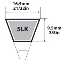 Mitsuboshi Super KB 5LK970 V-Belt 0.63 in. W X 97 in. L For Riding Mowers