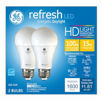 GE A19 E26 (Medium) LED Bulb Daylight 100 Watt Equivalence 2 pk