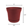 Bloem Saturn 4.5 in. H X 5 in. W Plastic Traditional Planter Burnt Red