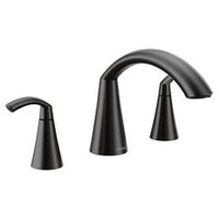 Matte black two-handle high arc roman tub faucet