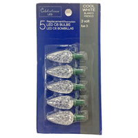 Celebrations LED C6 Cool White 5 ct Replacement Christmas Light Bulbs