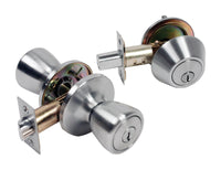 Home Plus Satin Chrome Knob and Deadbolt Set 1-3/4 in.