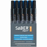 Retractable Paint Markers, Black, 6-Pk.