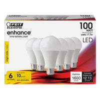 Feit Enhance A21 E26 (Medium) LED Bulb Bright White 100 Watt Equivalence 6 pk