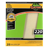 Gator CeraMax Ceramic Fine 220-Grit Multi-Purpose Sandpaper 11 L x 9 W in. (Pack of 25)