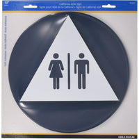 Hillman English Blue Restroom Plaque 12 in. H X 12 in. W (Pack of 6)