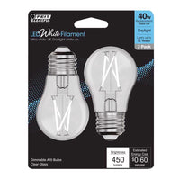 Feit White Filament A15 E26 (Medium) Filament LED Bulb Daylight 40 Watt Equivalence 2 pk