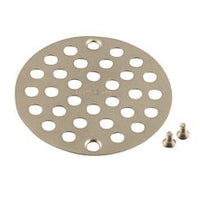 Brushed nickel tub/shower drain covers