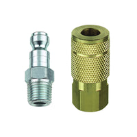 Tru-Flate Brass/Steel Air Coupler and Plug Set 1/4 in. T-Style X 1/4 in. FPT 2 pc