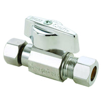 BrassCraft 125 PSI Quarter-Turn Lever Chrome Brass Compression Ball Valve 3/8 in.