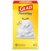 Glad ForceFlex 13 gal Tall Kitchen Bags Drawstring 45 pk 0.9 mil (Pack of 6)