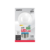 Satco A19 E26 (Medium) LED Bulb Natural Light 40 Watt Equivalence (Pack of 6)