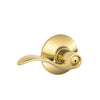 Schlage Traditional Polished Brass/Satin Nickel Bed and Bath Lever Right or Left Handed